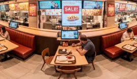 CieloVision Layout & Merchandising man eating at chain restaurant