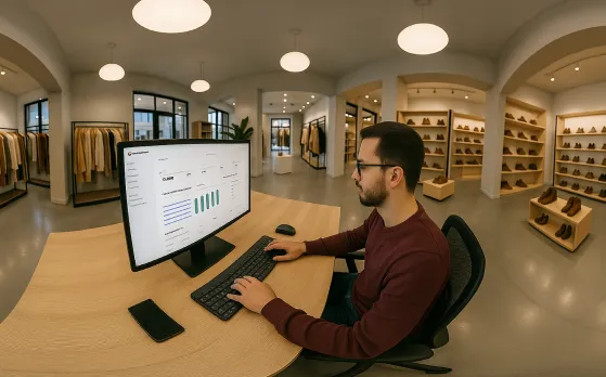 CieloVision Layout & Merchandising man working at computer